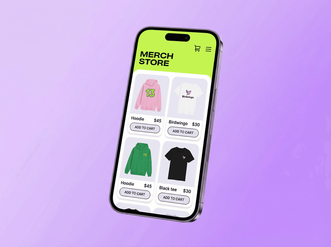Your merch store on mobile